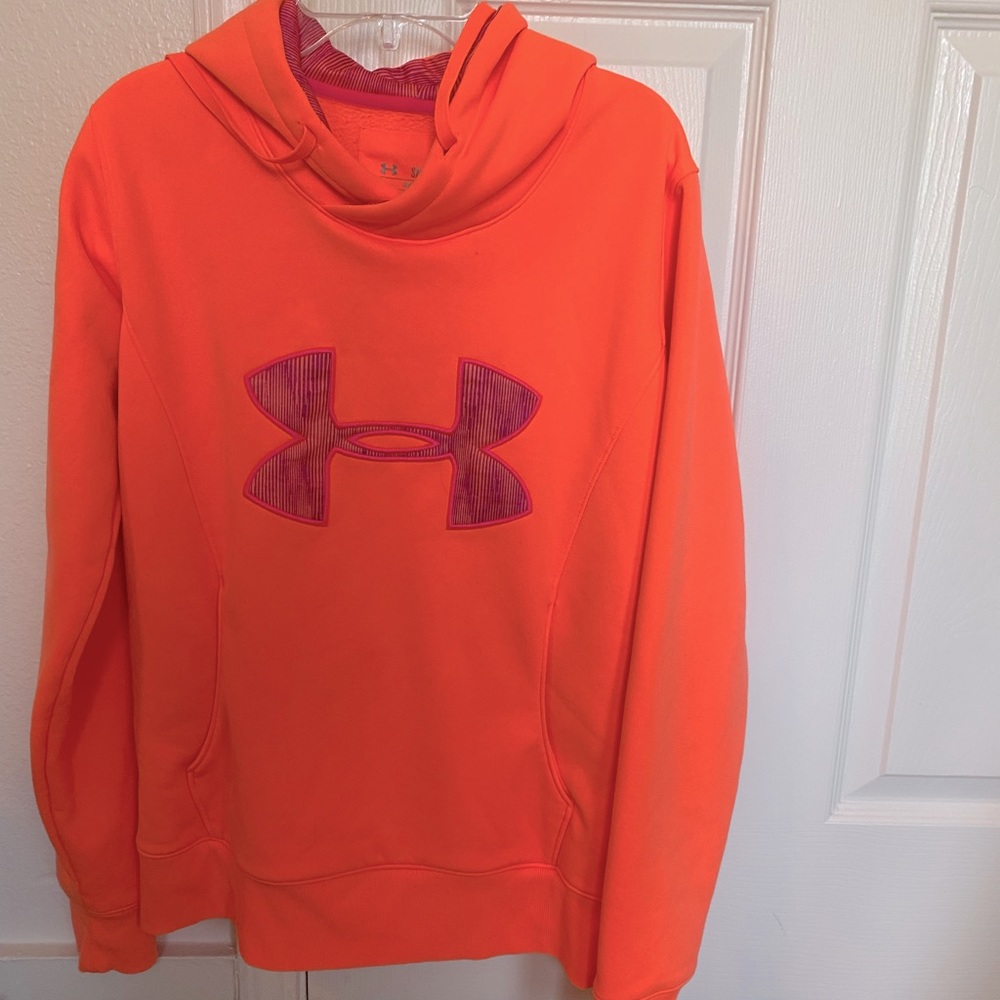 Women’s Under Armour semi-fitted neon coral hoodie